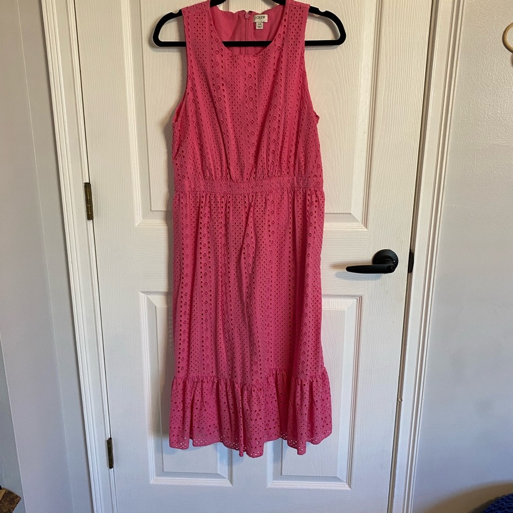 Sleeveless Eyelet Midi Dress - Pink